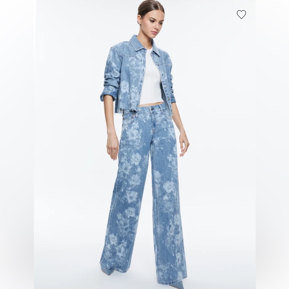 Alice and Olivia Floral Denim Jacket and Jeans Set